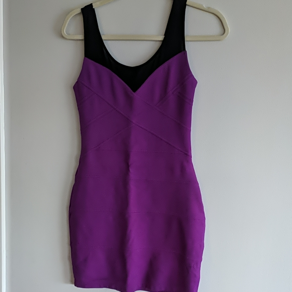 Express Purple Black Bodycon Dress
